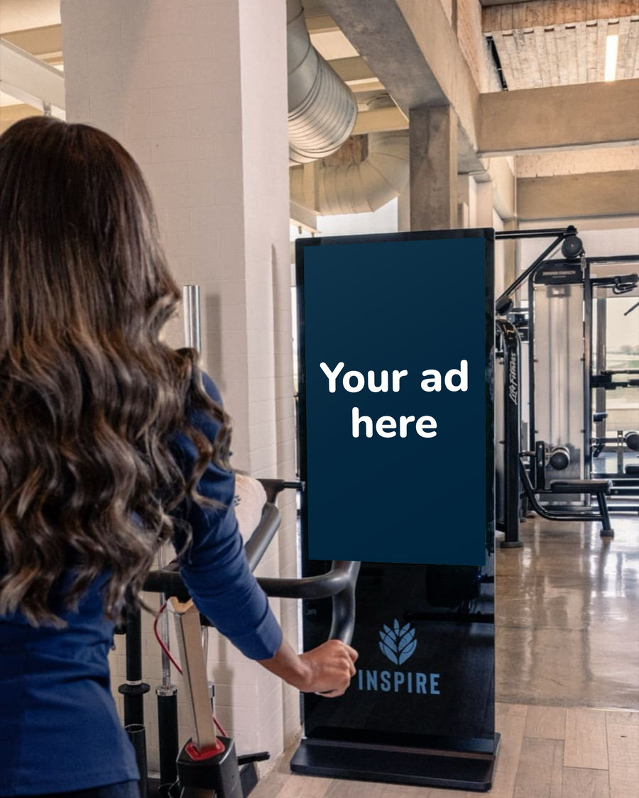 "Your ad here" on the gym standee screen